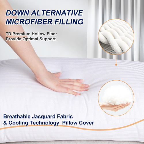 Hotel Collection Bed Pillows Set of 4 – Soft & Supportive Down Alternative Pillows