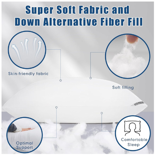 Luxury Hotel Collection Bed Pillows Set of 2 – Soft Down Alternative Pillows for Back, Side & Stomach Sleepers