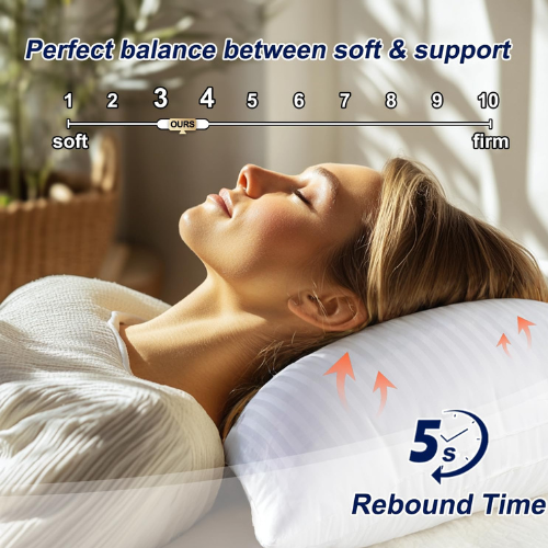 Hotel Collection Bed Pillows Set of 4 – Soft & Supportive Down Alternative Pillows