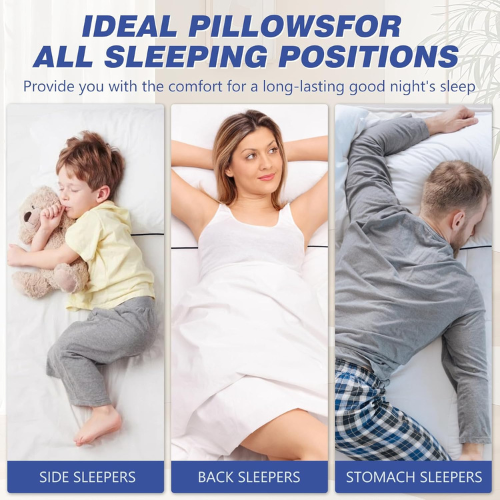 Cooling Hotel Collection Bed Pillows Set of 2 – Soft Microfiber Pillows for All Sleepers